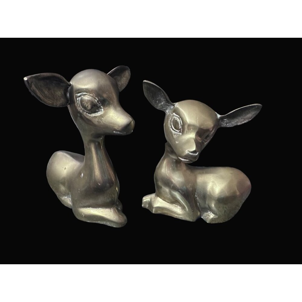 Brass Deer Figurine Set - Mid-Century Collectible Set‎ Of 2 Home Decor MCM